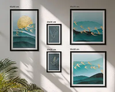 Modernes Wandbilder-Set die Harmonie von Vögeln und Wellen