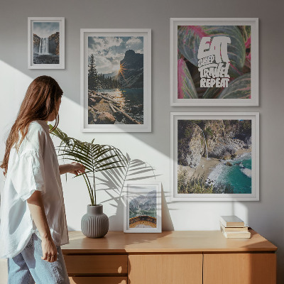 Modernes wandbilder-set Landschaften mit Gebirgswasserfällen