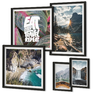 Modernes wandbilder-set Landschaften mit Gebirgswasserfällen