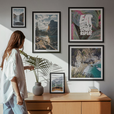 Modernes wandbilder-set Landschaften mit Gebirgswasserfällen