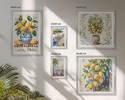 Bilderset fürs Sofa mit Zitrusfrüchten im mediterranen Stil