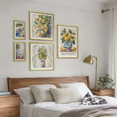Bilderset fürs Sofa mit Zitrusfrüchten im mediterranen Stil
