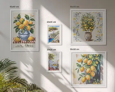 Bilderset fürs Sofa mit Zitrusfrüchten im mediterranen Stil