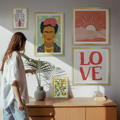 Bilderset fürs sofa Boho-Stil Blumen Frau
