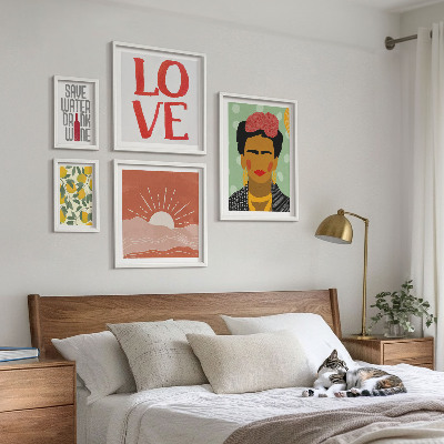 Bilderset fürs sofa Boho-Stil Blumen Frau