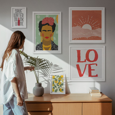 Bilderset fürs sofa Boho-Stil Blumen Frau