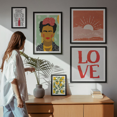 Bilderset fürs sofa Boho-Stil Blumen Frau