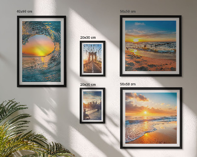 Modernes wandbilder-set Sonnenuntergänge am Meer, Stadtbrücken
