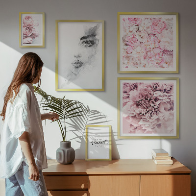 Bilderset fürs sofa Ein florales Porträt über Zuhause