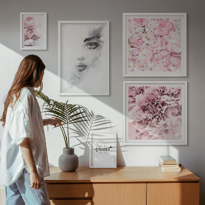 Bilderset fürs sofa Ein florales Porträt über Zuhause