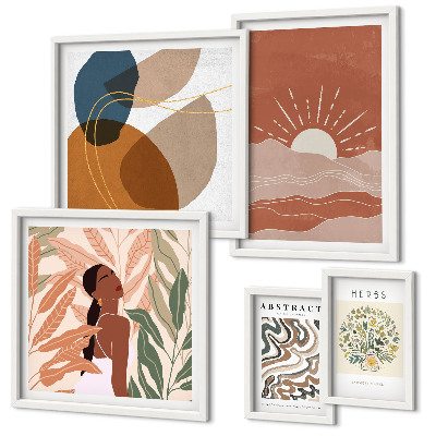 Modernes wandbilder-set abstrakte Pflanzenmotive im Boho-Stil