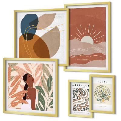 Modernes wandbilder-set abstrakte Pflanzenmotive im Boho-Stil