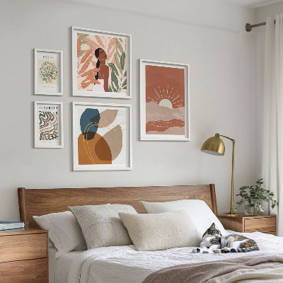 Modernes wandbilder-set abstrakte Pflanzenmotive im Boho-Stil