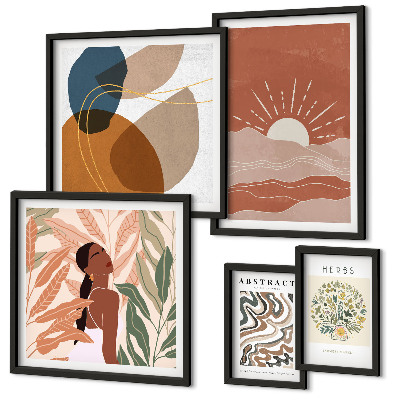 Modernes wandbilder-set abstrakte Pflanzenmotive im Boho-Stil