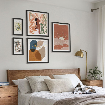 Modernes wandbilder-set abstrakte Pflanzenmotive im Boho-Stil