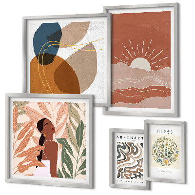 Modernes wandbilder-set abstrakte Pflanzenmotive im Boho-Stil