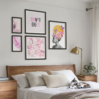 Bilderset fürs sofa Blumenmotive mit einer Frau