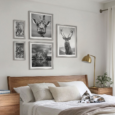 Bildergalerie-set für die wand Schwarz-Weiß-Tiere Natur