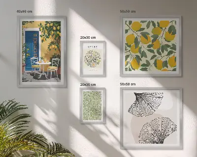 Modernes Wandbilder-Set mit stilvollen Pflanzenmotiven