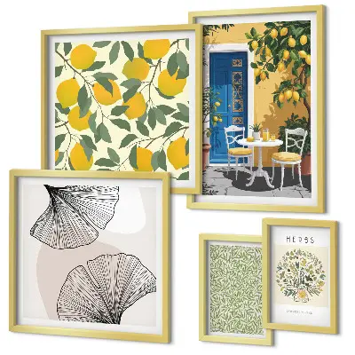 Modernes Wandbilder-Set mit stilvollen Pflanzenmotiven