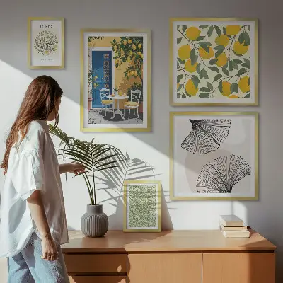 Modernes Wandbilder-Set mit stilvollen Pflanzenmotiven