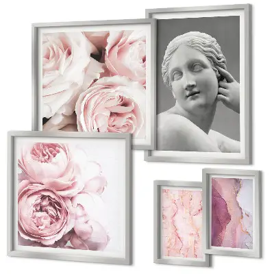 Bildergalerie-Set für die Wand mit klassischen Blumenskulpturen