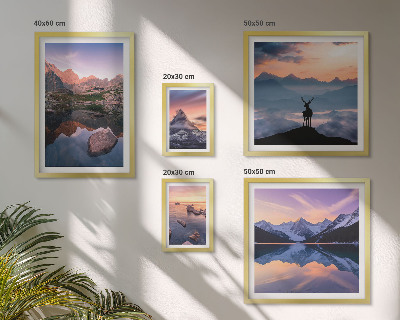 Bilderset fürs sofa Spiegelungen des Sonnenuntergangs in den Bergen