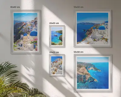 Modernes Wandbilder-Set Griechische Inseln mit blauen Kuppeln