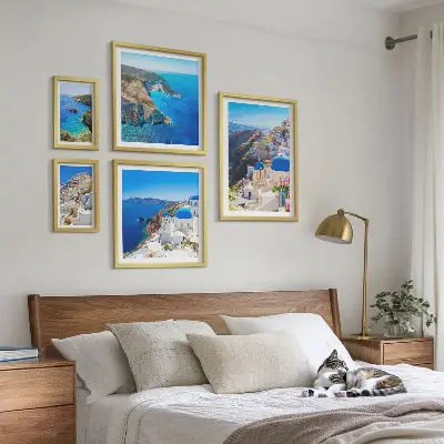 Modernes Wandbilder-Set Griechische Inseln mit blauen Kuppeln