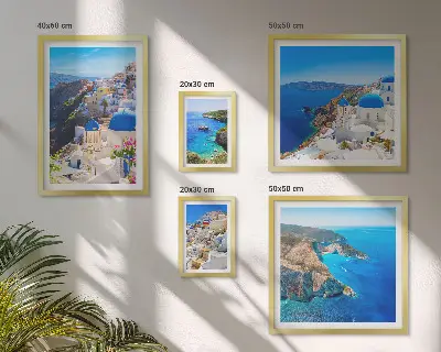 Modernes Wandbilder-Set Griechische Inseln mit blauen Kuppeln