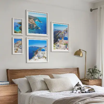 Modernes Wandbilder-Set Griechische Inseln mit blauen Kuppeln