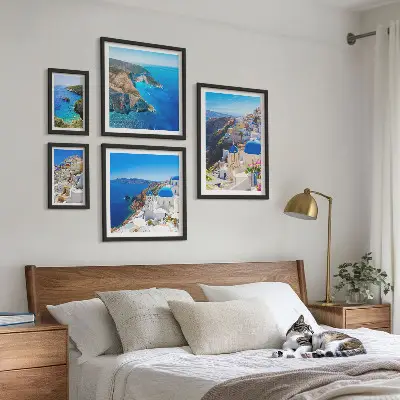 Modernes Wandbilder-Set Griechische Inseln mit blauen Kuppeln