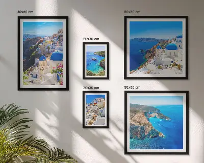 Modernes Wandbilder-Set Griechische Inseln mit blauen Kuppeln