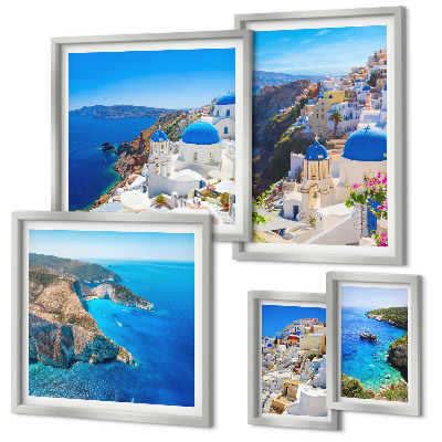 Modernes wandbilder-set Griechische Inseln blaue Kuppeln
