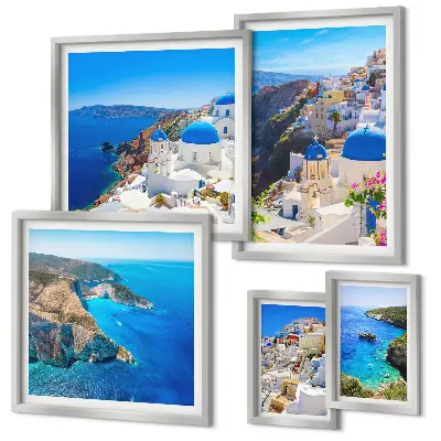 Modernes Wandbilder-Set Griechische Inseln mit blauen Kuppeln