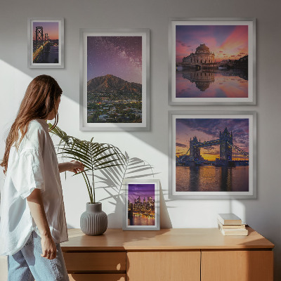 Modernes wandbilder-set Landschaften von Bergstädten bei Nacht