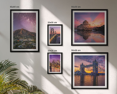 Modernes wandbilder-set Landschaften von Bergstädten bei Nacht