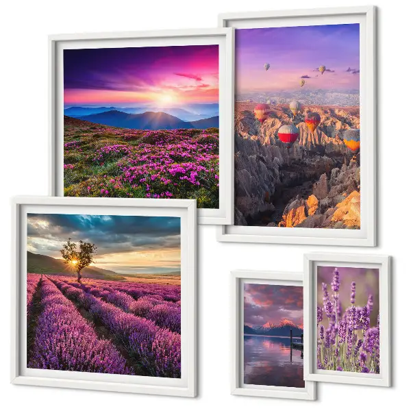 Lavendel-Ballonlandschaft Bilderset fürs Sofa