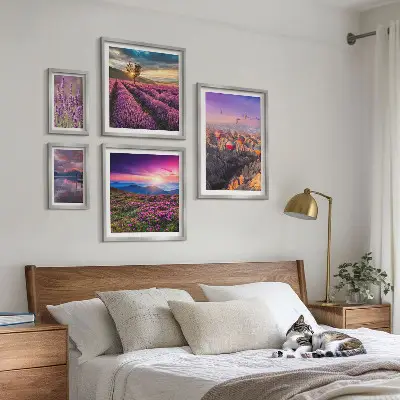 Lavendel-Ballonlandschaft Bilderset fürs Sofa