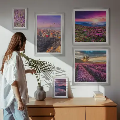 Lavendel-Ballonlandschaft Bilderset fürs Sofa