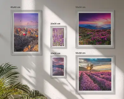 Lavendel-Ballonlandschaft Bilderset fürs Sofa