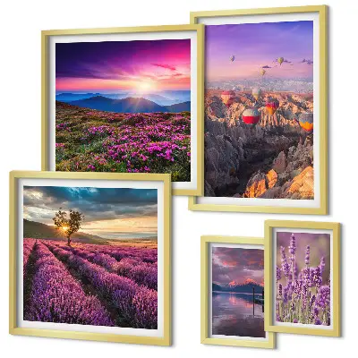 Lavendel-Ballonlandschaft Bilderset fürs Sofa