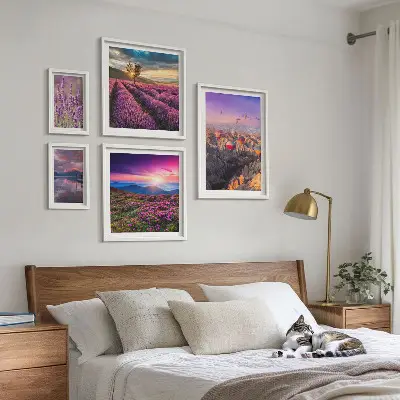 Lavendel-Ballonlandschaft Bilderset fürs Sofa