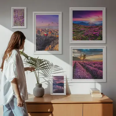 Lavendel-Ballonlandschaft Bilderset fürs Sofa