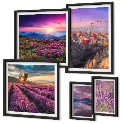 Lavendel-Ballonlandschaft Bilderset fürs Sofa