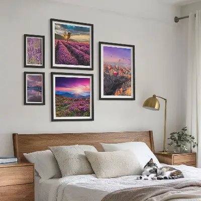 Lavendel-Ballonlandschaft Bilderset fürs Sofa