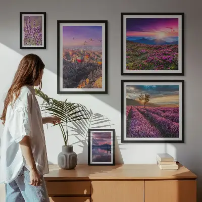 Lavendel-Ballonlandschaft Bilderset fürs Sofa