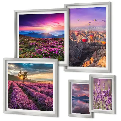 Lavendel-Ballonlandschaft Bilderset fürs Sofa