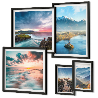 Modernes wandbilder-set Berglandschaften, Wasserfälle