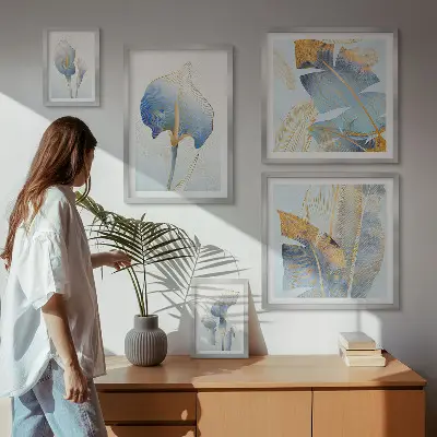Bilderset für das Sofa stilvolle Blumen in zarter Natur